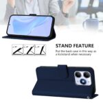 For iPhone 17 Pro Max Skin Feel Solid Color Leather Phone Case with Lanyard(Navy Blue) - Image 3