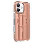 For iPhone 16 Mutural Corrugated Texture Magsafe Magnetic Shockproof Phone Case(Antique Brass)