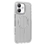For iPhone 16 Mutural Corrugated Texture Magsafe Magnetic Shockproof Phone Case(Silver)