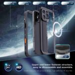 For iPhone 16 Pro RedPepper Transparent Dot IP68 Waterproof Triple-proof MagSafe Phone Case(Black Dark Grey) - Image 9