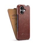 For iPhone 16 Plus Fierre Shann 64 Texture Vertical Flip PU Leather Phone Case(Brown) - Image 3