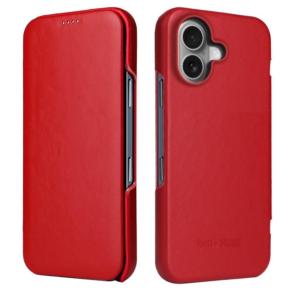 EDA007283403A.jpg For iPhone 16 Plus Fierre Shann Top Layer Cowhide Business Magnetic Leather Phone Case(Red) - Image 1