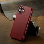 For iPhone 16 Plus Fierre Shann Top Layer Cowhide Business Magnetic Leather Phone Case(Red) - Image 3