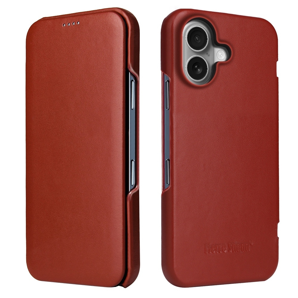 EDA007283403B.jpg For iPhone 16 Plus Fierre Shann Top Layer Cowhide Business Magnetic Leather Phone Case(Brown) - Image 1