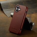 For iPhone 16 Plus Fierre Shann Top Layer Cowhide Business Magnetic Leather Phone Case(Brown) - Image 3