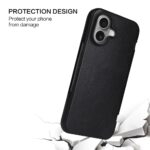 For iPhone 16 Plus Fierre Shann Top Layer Cowhide Business Magnetic Leather Phone Case(Black) - Image 7