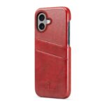 For iPhone 16 Plus Fierre Shann Retro Oil Wax Texture Card Slots PU Leather Phone Case(Red) - Image 4