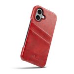 For iPhone 16 Plus Fierre Shann Retro Oil Wax Texture Card Slots PU Leather Phone Case(Red) - Image 5