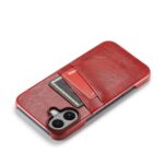For iPhone 16 Plus Fierre Shann Retro Oil Wax Texture Card Slots PU Leather Phone Case(Red) - Image 6