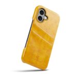 For iPhone 16 Plus Fierre Shann Retro Oil Wax Texture Card Slots PU Leather Phone Case(Yellow) - Image 5