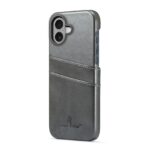 For iPhone 16 Plus Fierre Shann Retro Oil Wax Texture Card Slots PU Leather Phone Case(Grey) - Image 4