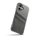 For iPhone 16 Plus Fierre Shann Retro Oil Wax Texture Card Slots PU Leather Phone Case(Grey) - Image 5