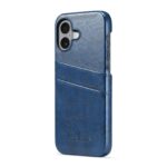 For iPhone 16 Plus Fierre Shann Retro Oil Wax Texture Card Slots PU Leather Phone Case(Blue) - Image 4