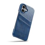 For iPhone 16 Plus Fierre Shann Retro Oil Wax Texture Card Slots PU Leather Phone Case(Blue) - Image 5