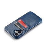For iPhone 16 Plus Fierre Shann Retro Oil Wax Texture Card Slots PU Leather Phone Case(Blue) - Image 6