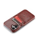 For iPhone 16 Plus Fierre Shann Retro Oil Wax Texture Card Slots PU Leather Phone Case(Brown) - Image 6