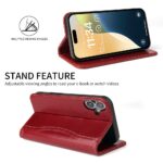 For iPhone 16 Plus Fierre Shann Cowhide Leather Flip Leather Phone Case(Red) - Image 3