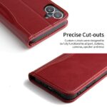For iPhone 16 Plus Fierre Shann Cowhide Leather Flip Leather Phone Case(Red) - Image 5