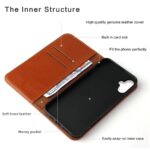 For iPhone 16 Plus Fierre Shann Cowhide Leather Flip Leather Phone Case(Brown) - Image 2
