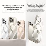 For iPhone 16 Pro SULADA Electroplated Transparent MagSafe Holder Phone Case(Silver) - Image 2