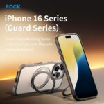 For iPhone 16 Pro ROCK YouDun Series Skin Feel Rotating MagSafe Holder PC Hybrid TPU Phone Case(Grey) - Image 2