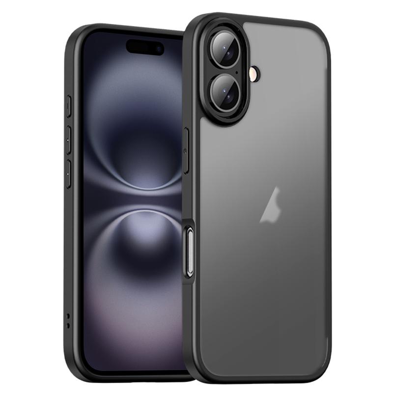 EDA008200904A.jpg For iPhone 16 iPAKY Bright Color Frosted Series Shockproof PC+TPU Phone Case(Black) - Image 1