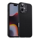 For iPhone 16 Plus iPAKY Star Lord Series Carbon Fiber Textured Oil Spray PC+TPU Phone Case(Black)