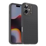 For iPhone 16 iPAKY Star Lord Series Carbon Fiber Textured Oil Spray PC+TPU Phone Case(Grey)