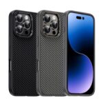 For iPhone 16 Pro Max iPAKY Star Lord Series Carbon Fiber Textured Oil Spray PC+TPU Phone Case(Black) - Image 2