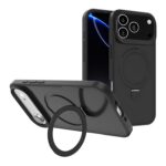 For iPhone 17 Pro Kalebol Frosted MagSafe Holder PC Phone Case(Black)