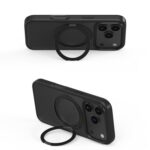 For iPhone 17 Pro Kalebol Frosted MagSafe Holder Acrylic Hybrid TPU Phone Case(Black) - Image 5