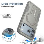 For iPhone 17 Pro Max Armor Magsafe Holder PC Hybrid TPU Phone Case(Grey) - Image 2