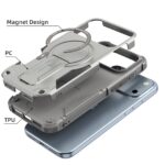 For iPhone 17 Pro Max Armor Magsafe Holder PC Hybrid TPU Phone Case(Grey) - Image 3
