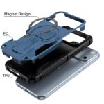 For iPhone 17 Pro Max Armor Magsafe Holder PC Hybrid TPU Phone Case(Dark Blue) - Image 3