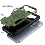 For iPhone 17 Pro Max Armor Magsafe Holder PC Hybrid TPU Phone Case(Army Green) - Image 3