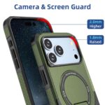 For iPhone 17 Pro Max Armor Magsafe Holder PC Hybrid TPU Phone Case(Army Green) - Image 4