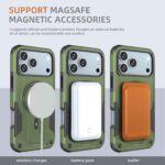 For iPhone 17 Pro Max Armor Magsafe Holder PC Hybrid TPU Phone Case(Army Green) - Image 7