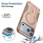 For iPhone 17 Pro Max Armor Magsafe Holder PC Hybrid TPU Phone Case(Desert Gold) - Image 2