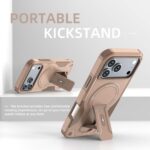 For iPhone 17 Pro Max Armor Magsafe Holder PC Hybrid TPU Phone Case(Desert Gold) - Image 5