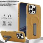 For iPhone 16 Pro VIETAO Suede MagSafe PU Leather Phone Case with Holder(Light Brown) - Image 2
