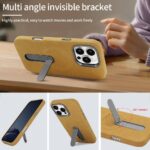 For iPhone 16 Pro VIETAO Suede MagSafe PU Leather Phone Case with Holder(Light Brown) - Image 5