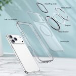 For iPhone 17 Pro kalebol MagSafe Metal Ring Holder Phone Case(Transparent) - Image 4