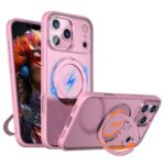 For iPhone 17 Pro kalebol MagSafe Metal Ring Holder Phone Case(Pink)
