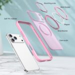 For iPhone 17 Pro kalebol MagSafe Metal Ring Holder Phone Case(Pink) - Image 4