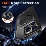 For iPhone 16 Pro kalebol Metal 360 Degree Rotation Holder MagSafe Phone Case(Black) - Image 3