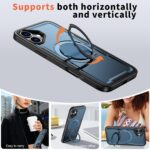 For iPhone 16 Plus kalebol Metal 360 Degree Rotation Holder MagSafe Phone Case(Navy Blue) - Image 5