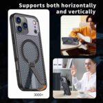 For iPhone 17 Pro kalebol Honeycomb Cooling MagSafe Holder Phone Case(Black) - Image 6