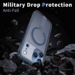 For iPhone 17 Pro kalebol Honeycomb Cooling MagSafe Holder Phone Case(Blue) - Image 3