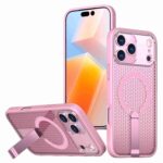 For iPhone 17 Pro kalebol Honeycomb Cooling MagSafe Holder Phone Case(Pink)