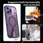 For iPhone 17 Pro kalebol Honeycomb Cooling MagSafe Holder Phone Case(Purple) - Image 6